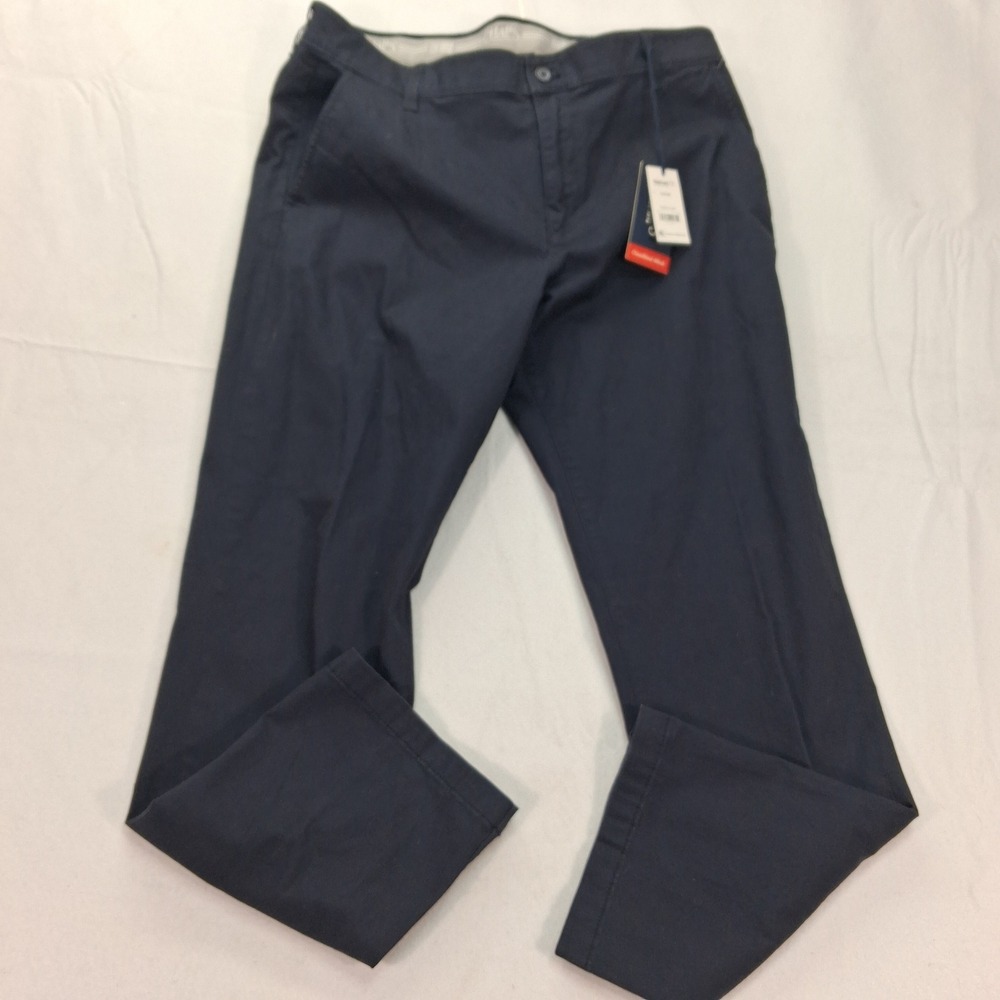 Chaps Chino Pants Mens 32x38 Straight Fit American Navy Flex‎ Waistband NEW